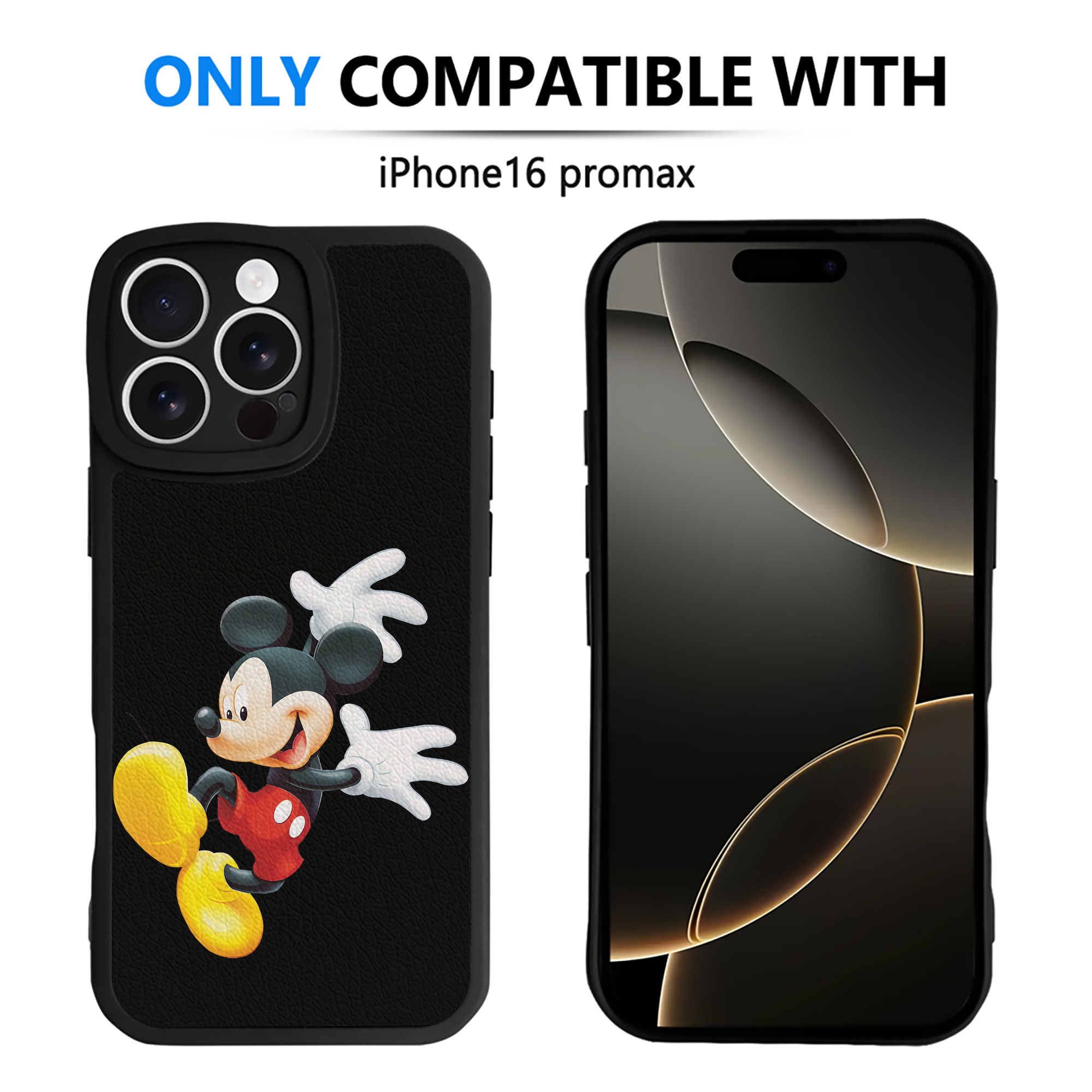 （画像用） ミッキーマウス Mickey Mouse 【iPhone 16シリーズ対応】シリコンスマホケース（レザー調） 材質：シリコン